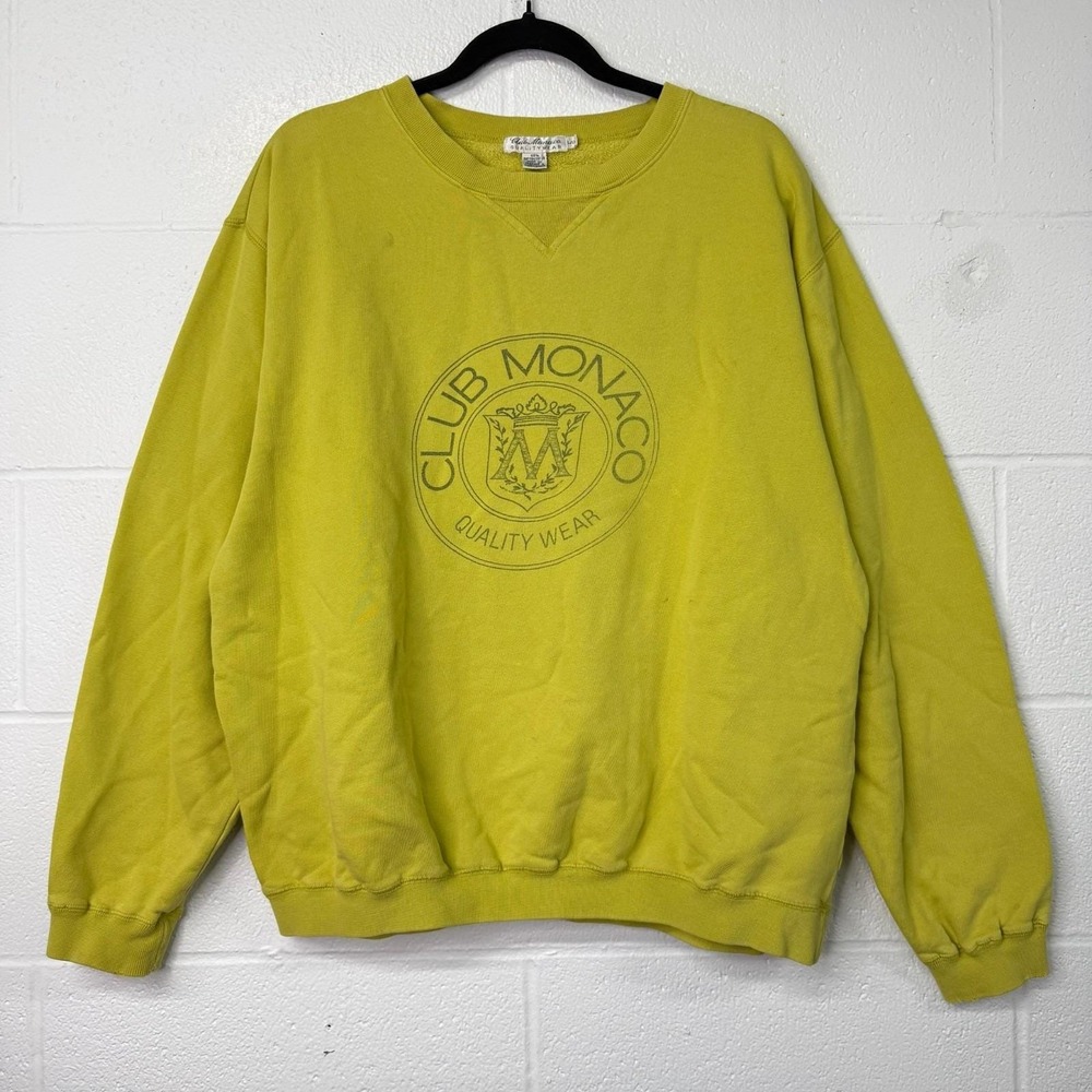 Vintage Club Monaco Heritage Crest Crewneck Sweater Yellow Canada 90s Y2K
